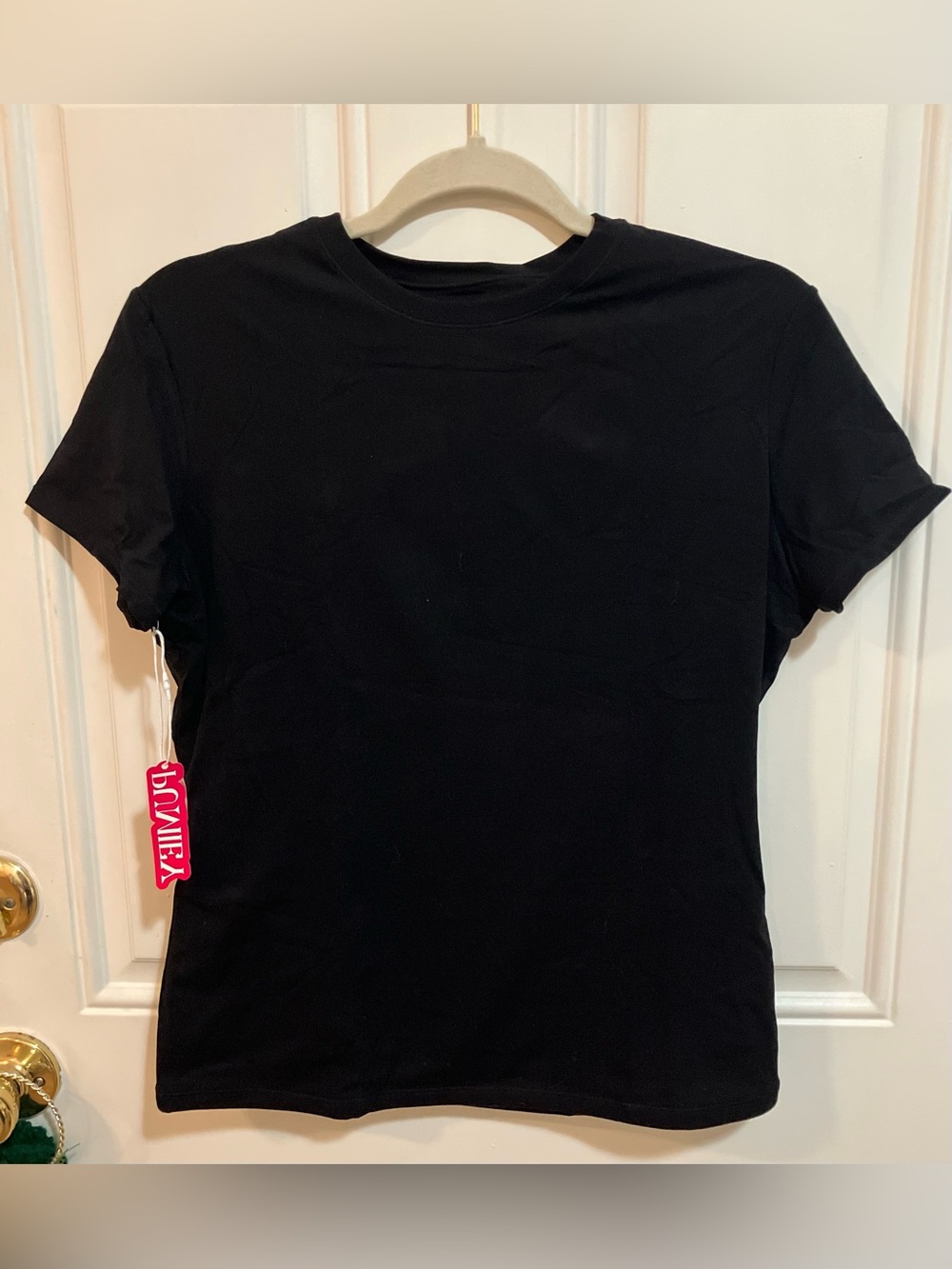PUMIEY Women's Crew Neck Short Sleeve Tops Double Lined Slim Fit T Shirts-XL